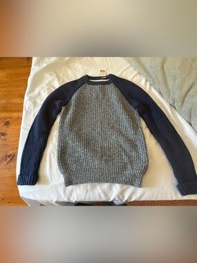 Boden Navy and Light Gray Marled Knit Sweater